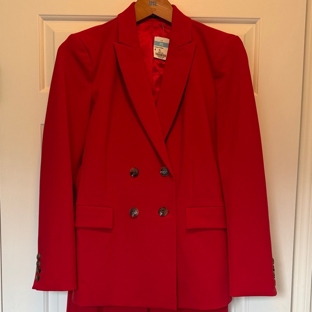 J. McLaughlin Bold Red Double-Breasted Blazer